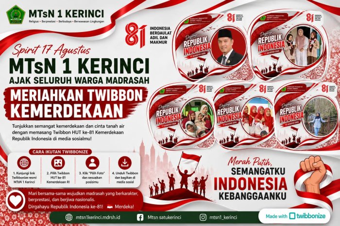 Spirit 17 Agustus, MTsN 1 Kerinci Ajak Seluruh Warga Madrasah Meriahkan Twibbon Kemerdekaan
