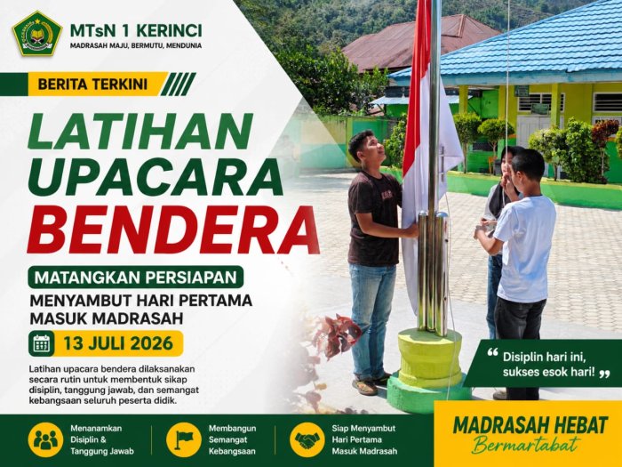 Latihan Upacara Bendera Matangkan Persiapan Menyambut Hari Pertama Masuk Madrasah pada 13 Juli 2026 Latihan Upacara Bendera Matangkan Persiapan Menyambut Hari Pertama Masuk Madrasah pada 13 Juli 2026