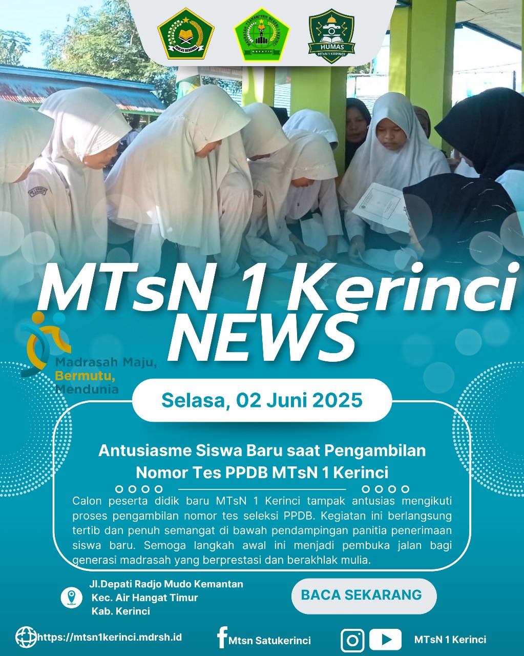 Antusiasme Tinggi Siswa Baru Saat Pengambilan Nomor Tes PPDB di MTsN 1 Kerinci