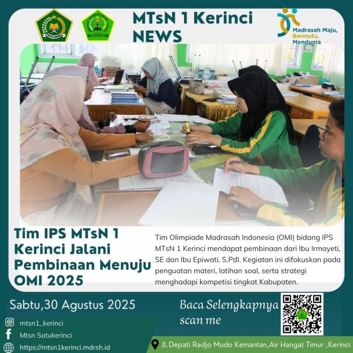 MTsN 1 Kerinci Berikan Pembinaan Tim IPS untuk OMI Kabupaten