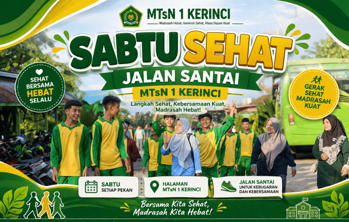 Sabtu Sehat di MTsN 1 Kerinci: Jalan Santai Tingkatkan Kebugaran dan Kekompakan Warga Madrasah Sabtu Sehat di MTsN 1 Kerinci: Jalan Santai Tingkatkan Kebugaran dan Kekompakan Warga Madrasah