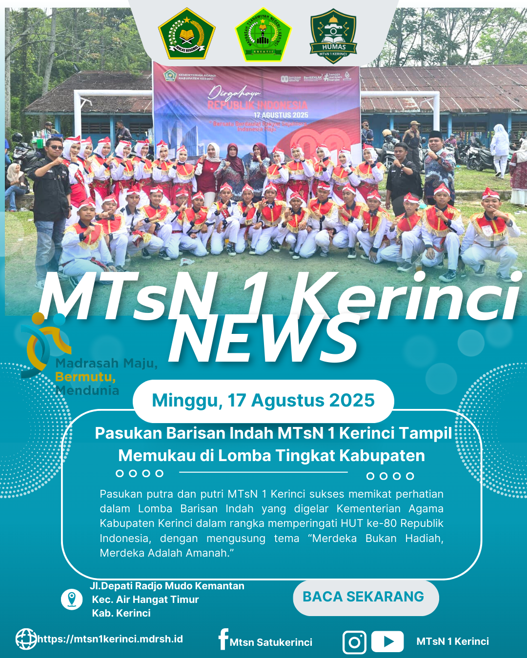 Pasukan Barisan Indah MTsN 1 Kerinci Tampil Luar Biasa di Ajang Lomba Tingkat Kabupaten Kerinci