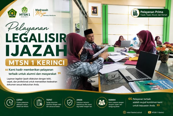 Pelayanan Legalisir Ijazah MTsN 1 Kerinci Berjalan Cepat, Tertib, dan Profesional Pelayanan Legalisir Ijazah MTsN 1 Kerinci Berjalan Cepat, Tertib, dan Profesional