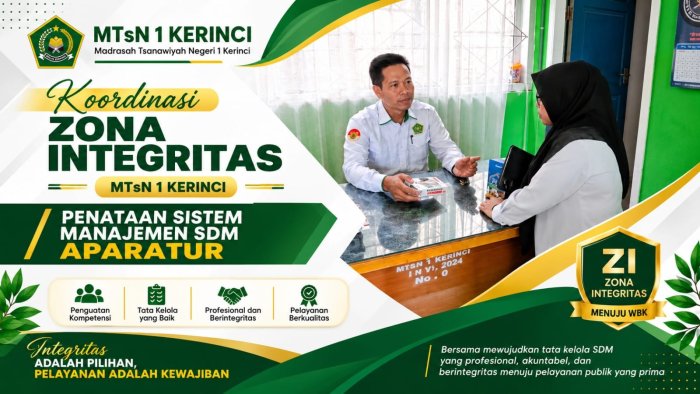 Koordinasi Penataan Sistem Manajemen SDM Aparatur Perkuat Pembangunan Zona Integritas di MTsN 1 Kerinci Koordinasi Penataan Sistem Manajemen SDM Aparatur Perkuat Pembangunan Zona Integritas di MTsN 1 Kerinci