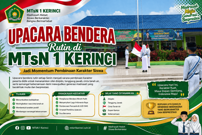 Upacara Bendera Rutin di MTsN 1 Kerinci Jadi Momentum Pembinaan Karakter Siswa Upacara Bendera Rutin di MTsN 1 Kerinci Jadi Momentum Pembinaan Karakter Siswa