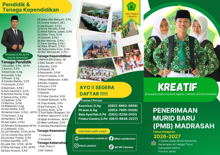 Resmi Dibuka! MTsN 1 Kerinci Siap Sambut Generasi KREATIF Berprestasi Tahun Pelajaran 2026/2027