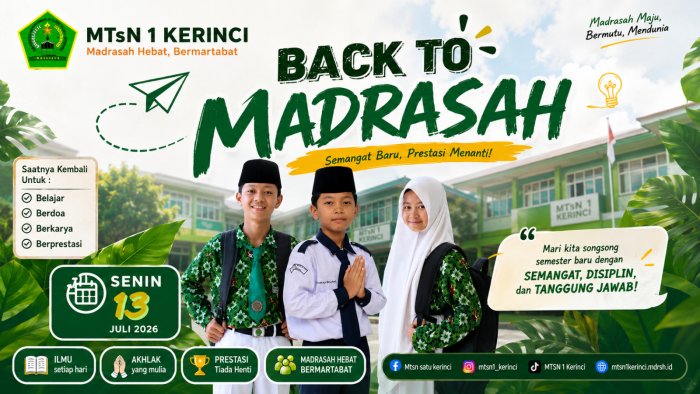 Back to Madrasah 2026: Awali Tahun Pelajaran 2026/2027 dengan Semangat Baru, Disiplin, dan Tekad Meraih Prestasi Back to Madrasah 2026: Awali Tahun Pelajaran 2026/2027 dengan Semangat Baru, Disiplin, dan Tekad Meraih Prestasi