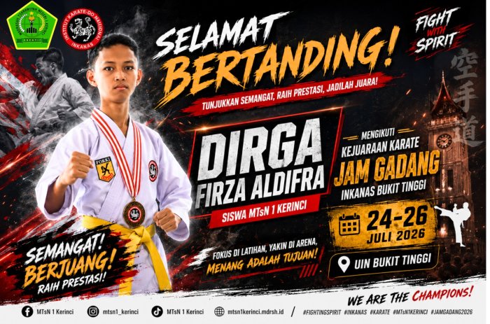 Semangat Berprestasi!Dirga Firza Aldifra,Siswa MTsN 1 Kerinci,Berlaga di Kejuaraan Karate Jam Gadang INKANAS Bukittinggi Semangat Berprestasi!Dirga Firza Aldifra,Siswa MTsN 1 Kerinci,Berlaga di Kejuaraan Karate Jam Gadang INKANAS Bukittinggi