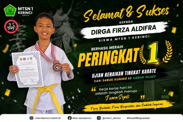 Luar Biasa! Dirga Firza Aldifra Sukses Jadi Juara 1 Ujian Kenaikan Tingkat Karate