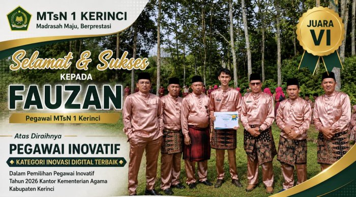 Pegawai MTsN 1 Kerinci Raih Juara VI Pegawai Inovatif Kategori Inovasi Digital Terbaik Pegawai MTsN 1 Kerinci Raih Juara VI Pegawai Inovatif Kategori Inovasi Digital Terbaik