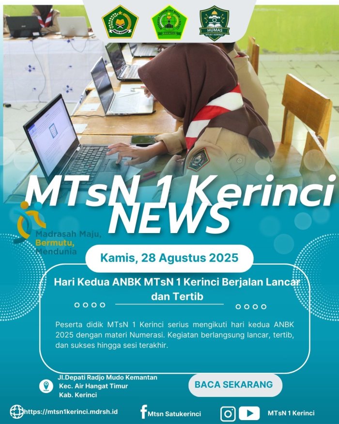 Hari Kedua ANBK di MTsN 1 Kerinci Berjalan Lancar dan Sukses