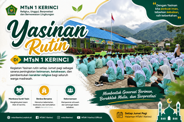 Yasinan Rutin di MTsN 1 Kerinci Perkuat Karakter Religius dan Kebersamaan Warga Madrasah Yasinan Rutin di MTsN 1 Kerinci Perkuat Karakter Religius dan Kebersamaan Warga Madrasah