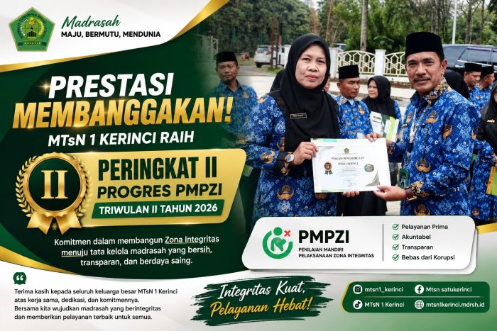 MTsN 1 Kerinci Perkuat Budaya Integritas, Raih Peringkat II Progres PMPZI Triwulan II Tahun 2026 MTsN 1 Kerinci Perkuat Budaya Integritas, Raih Peringkat II Progres PMPZI Triwulan II Tahun 2026