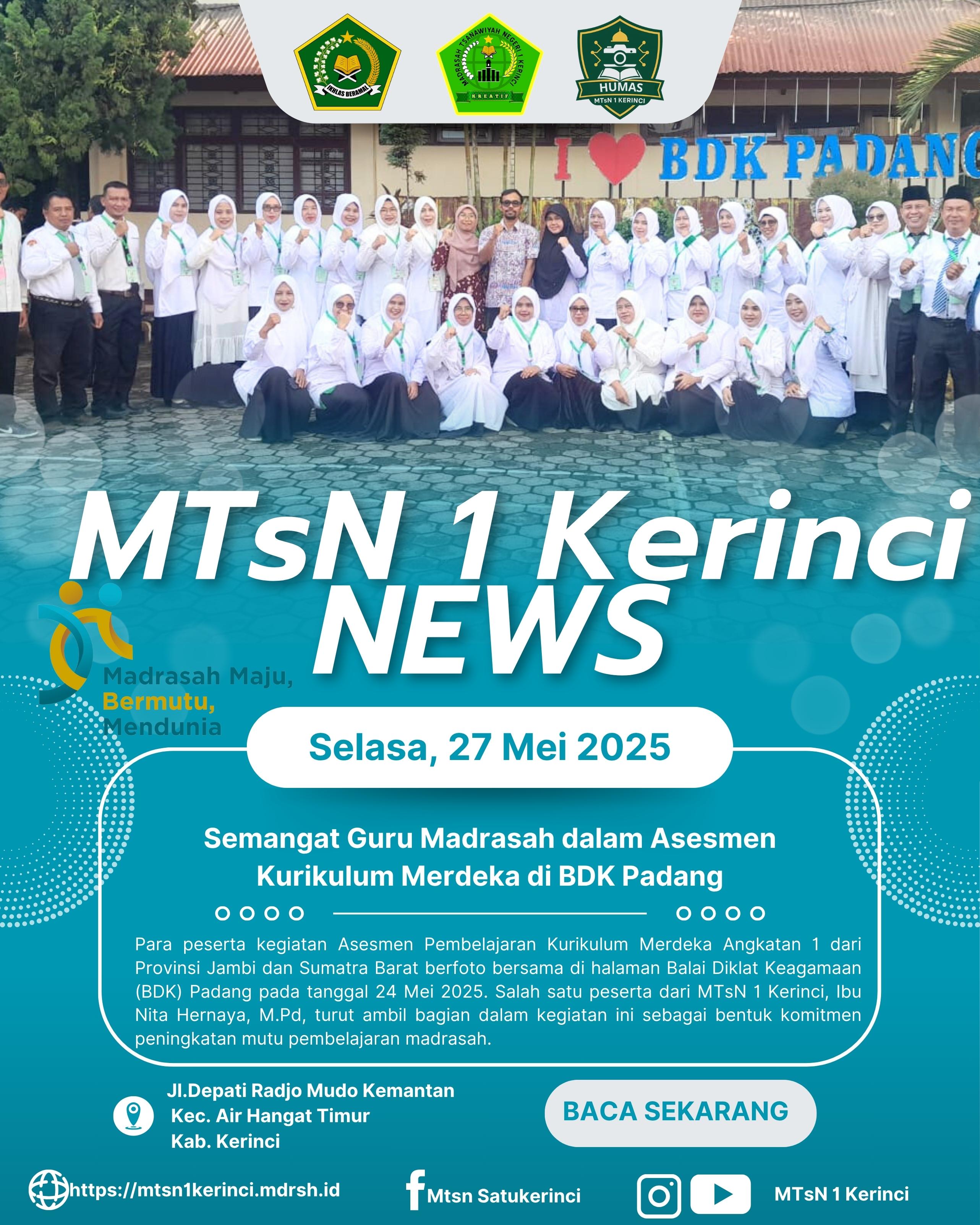 Guru IPA MTsN 1 Kerinci Ikuti Asesmen Pembelajaran Kurikulum Merdeka di BDK Padang