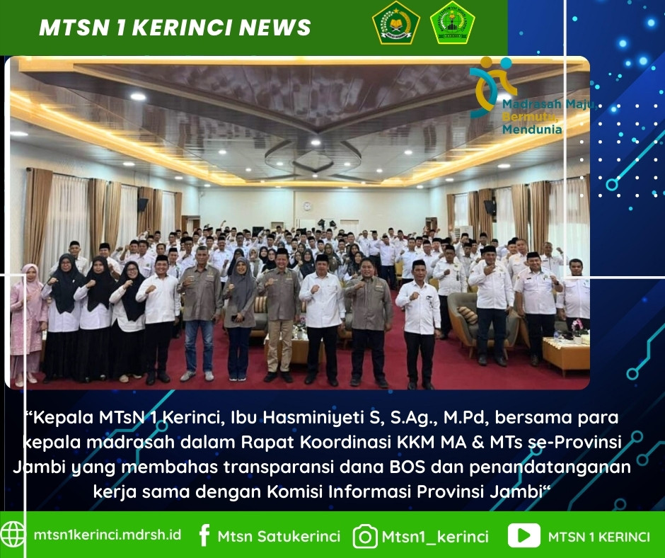 Rapat Koordinasi KKM Madrasah se-Jambi, Kepala MTsN 1 Kerinci Hadir Perkuat Sinergi