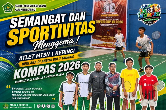Semangat dan Sportivitas Menggema, Atlet MTsN 1 Kerinci Berlaga di Arena Bulu Tangkis KOMPAS 2026
