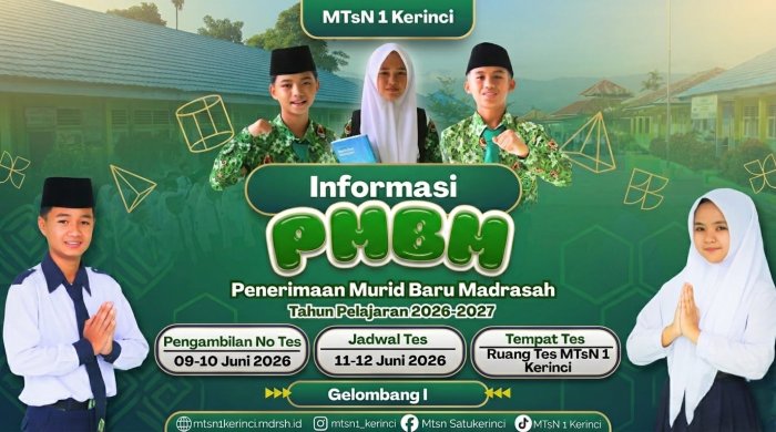 Sudah Daftar? Catat Jadwalnya! PMBM MTsN 1 Kerinci Gelombang 1 Segera Dimulai, Pendaftaran Masih Dibuka
