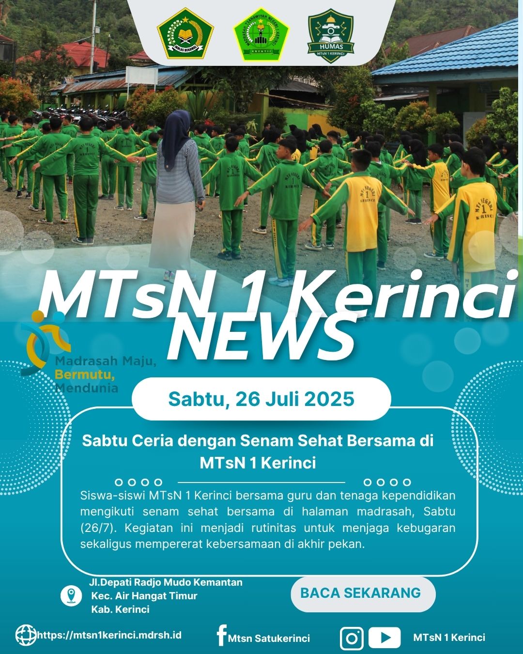 MTsN 1 Kerinci Gelar Senam Sehat Bersama, Bangun Semangat dan Kebugaran di Akhir Pekan
