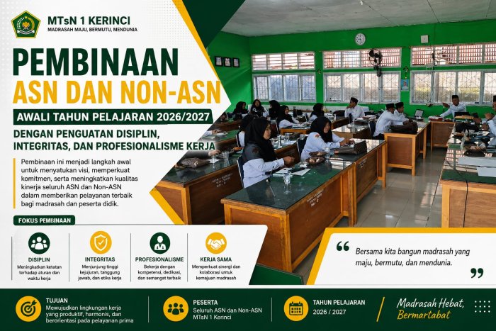 Pembinaan ASN dan Non-ASN Awali Tahun Pelajaran 2026/2027 dengan Penguatan Disiplin dan Profesionalisme Pembinaan ASN dan Non-ASN Awali Tahun Pelajaran 2026/2027 dengan Penguatan Disiplin dan Profesionalisme