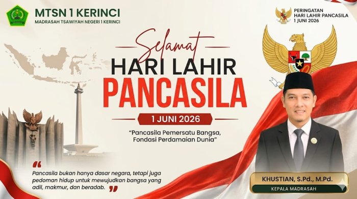 MTsN 1 Kerinci Mengucapkan Selamat Hari Lahir Pancasila 1 Juni 2026 MTsN 1 Kerinci Mengucapkan Selamat Hari Lahir Pancasila 1 Juni 2026