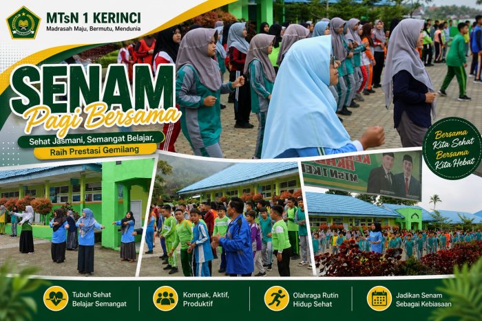 Senam Pagi Bersama, Wujudkan Warga MTsN 1 Kerinci yang Sehat, Bugar, dan Penuh Semangat Senam Pagi Bersama, Wujudkan Warga MTsN 1 Kerinci yang Sehat, Bugar, dan Penuh Semangat