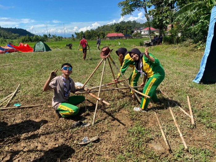 Perwakilan MTsN 1 Kerinci di Kontingen Air Hangat Timur Tampil Semangat di Jambore Daerah Kerinci 2026