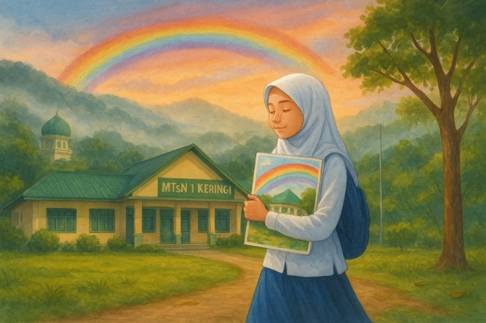 Pelangi  yang indah di Halaman Madrasah
