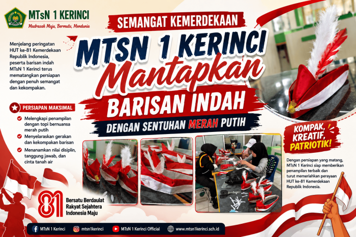 Semangat Kemerdekaan, MTsN 1 Kerinci Mantapkan Barisan Indah dengan Sentuhan Merah Putih Semangat Kemerdekaan, MTsN 1 Kerinci Mantapkan Barisan Indah dengan Sentuhan Merah Putih