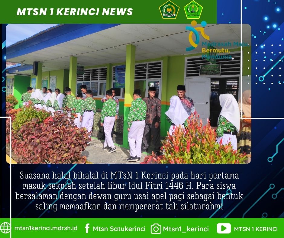 MTsN 1 Kerinci Sambut Hari Pertama Pasca Lebaran dengan Apel Inspiratif dan Halal Bihalal
