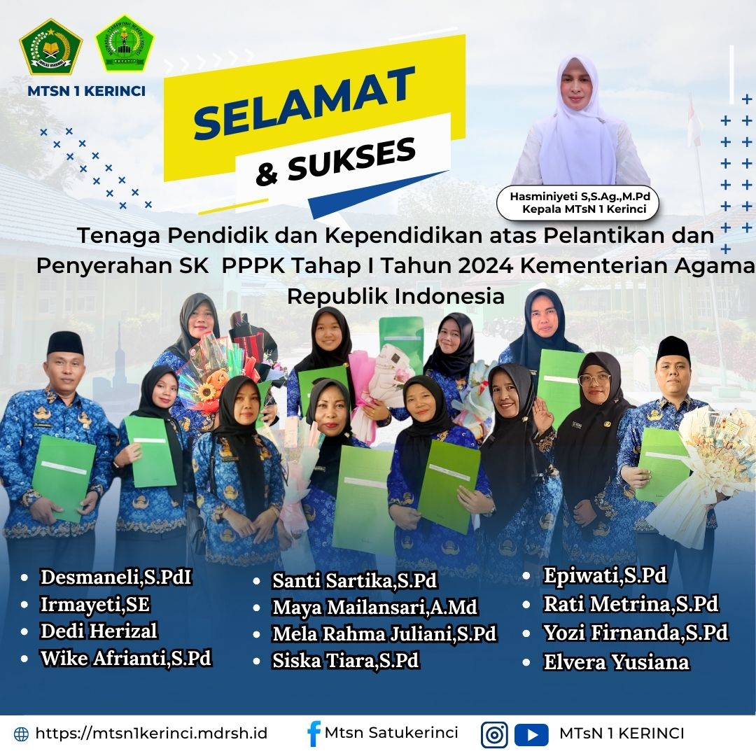 12 PTK MTsN 1 Kerinci Ikuti Pelantikan dan Penyerahan SK PPPK Tahap 1 Kemenag Formasi 2024 di Provinsi Jambi