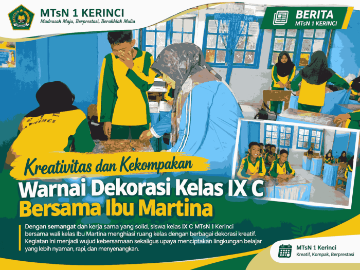 Kreativitas dan Kekompakan Warnai Dekorasi Kelas IX C Bersama Ibu Martina S.PdI