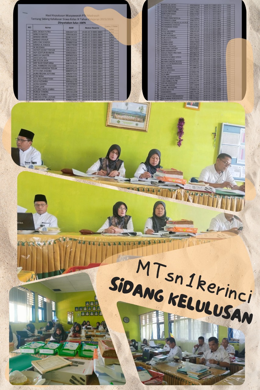 MTsN 1 KERINCI MELAKSANAKAN SIDANG KELULUSAN KELAS IX TAHUN PELAJARAN 2023/2024