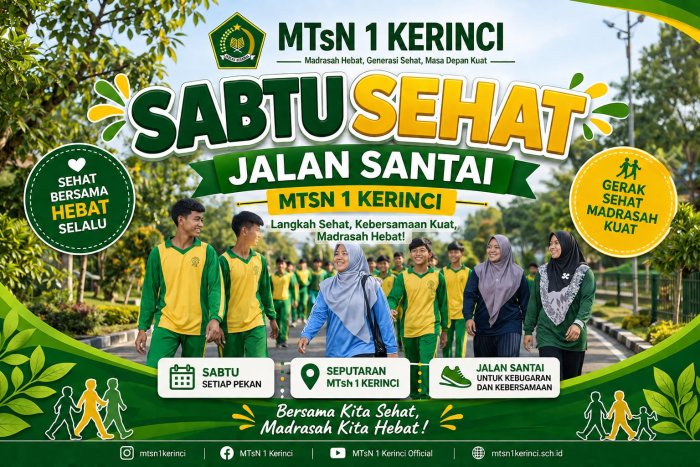 Tumbuhkan Budaya Hidup Sehat, MTsN 1 Kerinci Gelar Jalan Santai Rutin.