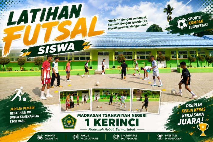 Siswa MTsN 1 Kerinci Antusias Mengikuti Latihan Futsal Siswa MTsN 1 Kerinci Antusias Mengikuti Latihan Futsal