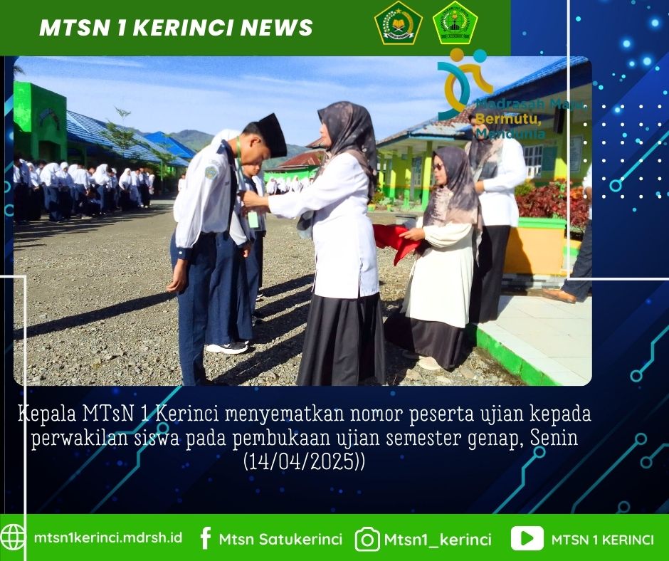 MTsN 1 Kerinci Gelar Upacara Pembukaan Ujian Semester Genap dengan Penyematan Simbolis