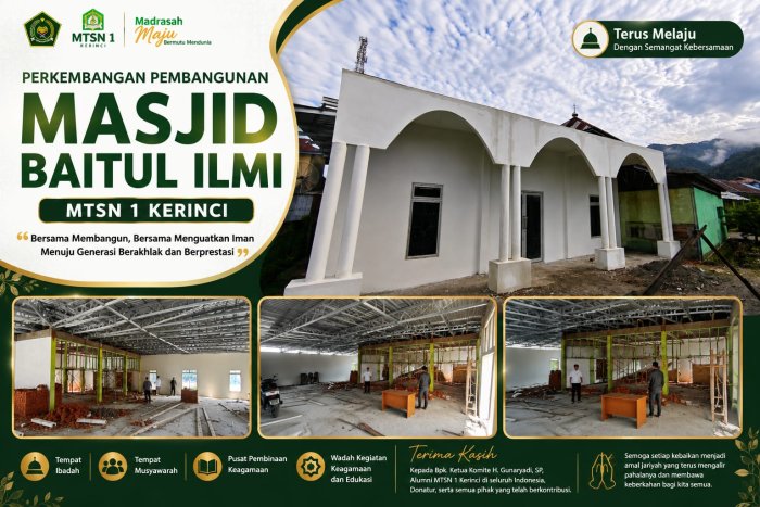 Pembangunan Masjid Baitul Ilmi MTsN 1 Kerinci Terus Berlanjut, Wujud Kebersamaan untuk Generasi Islami Pembangunan Masjid Baitul Ilmi MTsN 1 Kerinci Terus Berlanjut, Wujud Kebersamaan untuk Generasi Islami