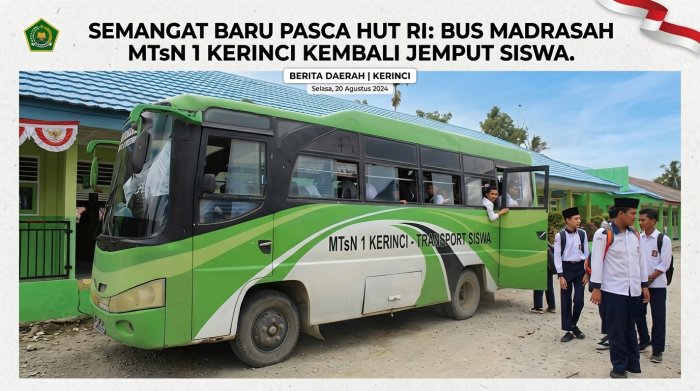 Sambut Kembali KBM Usai HUT RI ke-81, Bus Madrasah MTsN 1 Kerinci Dipastikan Siap Jalankan Operasional.