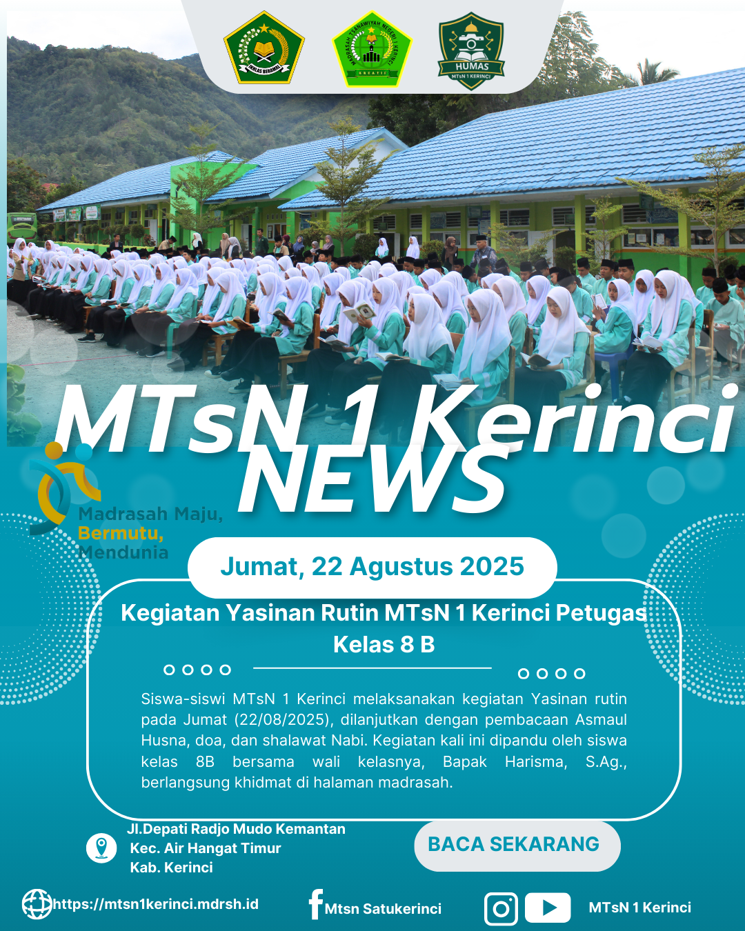 MTsN 1 Kerinci Gelar Kegiatan Yasinan Rutin, Petugas dari Kelas 8B