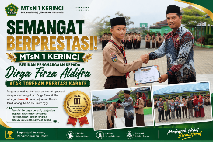 Semangat Berprestasi! MTsN 1 Kerinci Berikan Penghargaan kepada Dirga Firza Aldifra atas Torehan Prestasi Karate Semangat Berprestasi! MTsN 1 Kerinci Berikan Penghargaan kepada Dirga Firza Aldifra atas Torehan Prestasi Karate