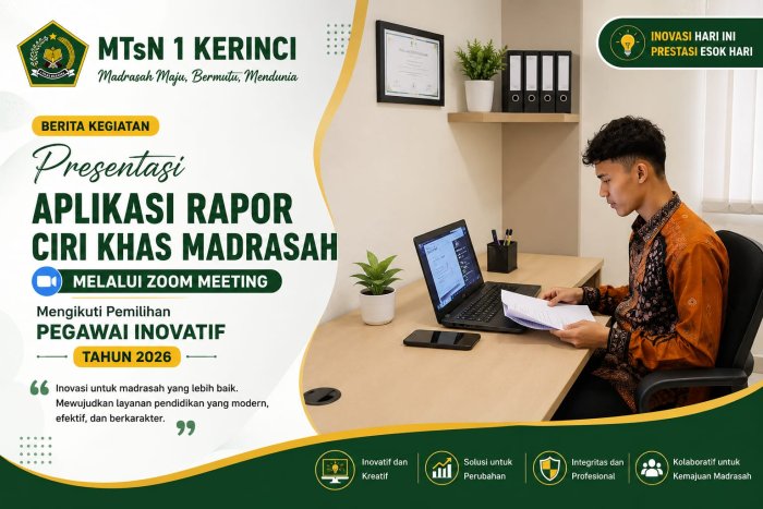 Presentasi Aplikasi Rapor Ciri Khas Madrasah melalui Zoom dalam Ajang Pemilihan Pegawai Inovatif Tahun 2026