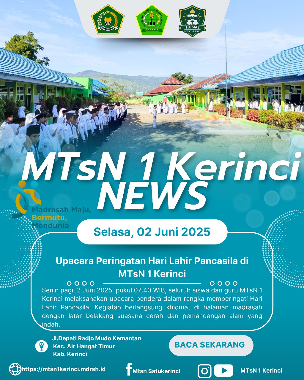 Upacara Hari Lahir Pancasila di MTsN 1 Kerinci: Merajut Persatuan Lewat Penghayatan Nilai Luhur Bangsa