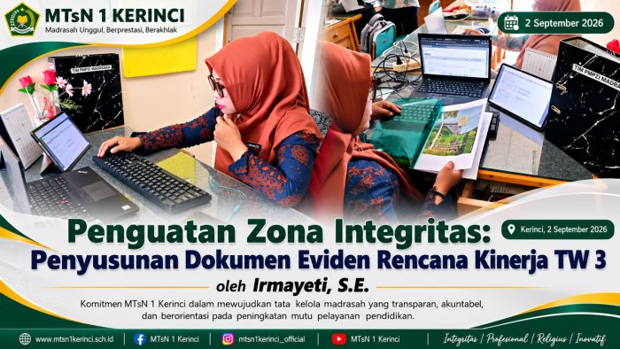 Penguatan Zona Integritas: Penyusunan Dokumen Eviden Rencana Kinerja TW 3 oleh Ibuk Irmayeti, S.E.
