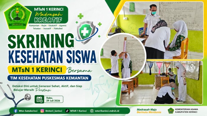 Satu per Satu Diperiksa, Ini Tujuan Skrining Kesehatan di MTsN 1 Kerinci Satu per Satu Diperiksa, Ini Tujuan Skrining Kesehatan di MTsN 1 Kerinci