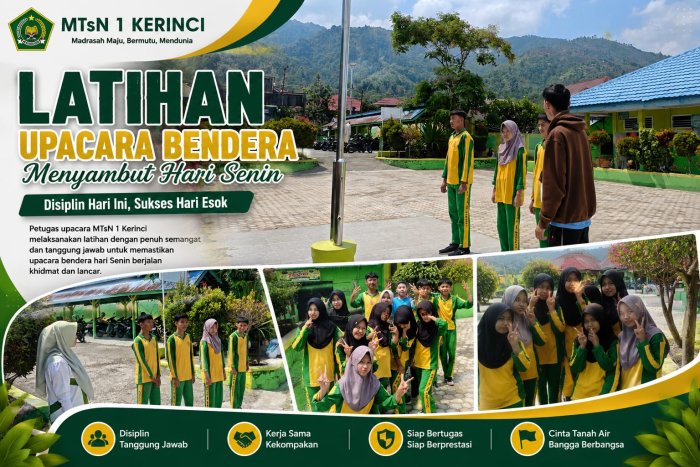 Latihan Petugas Upacara Bendera Sambut Pelaksanaan Upacara Hari Senin di MTsN 1 Kerinci Latihan Petugas Upacara Bendera Sambut Pelaksanaan Upacara Hari Senin di MTsN 1 Kerinci