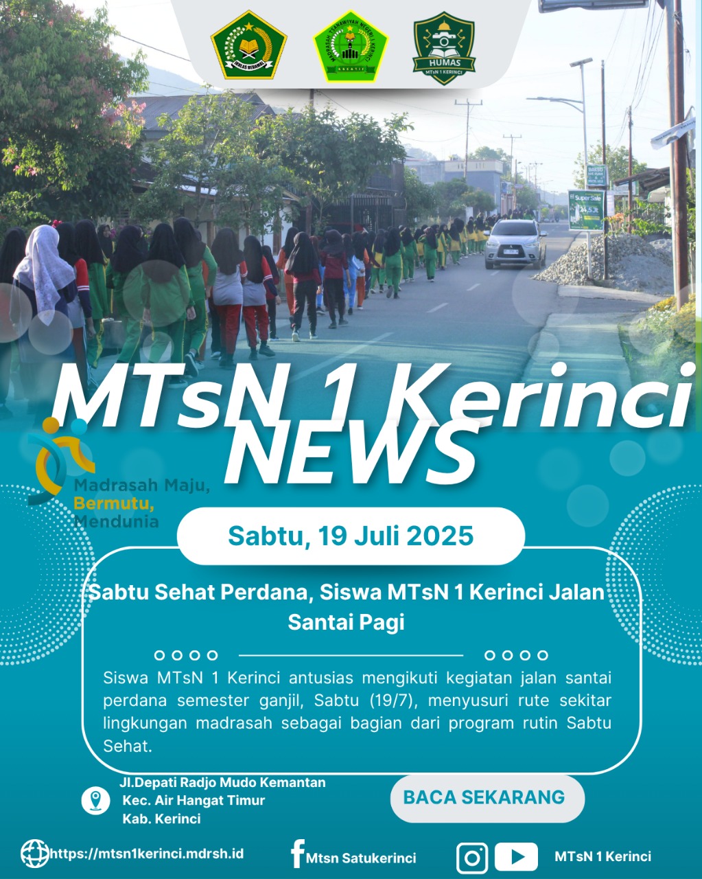 MTsN 1 Kerinci Tumbuhkan Semangat Sehat Lewat Jalan Santai Bersama