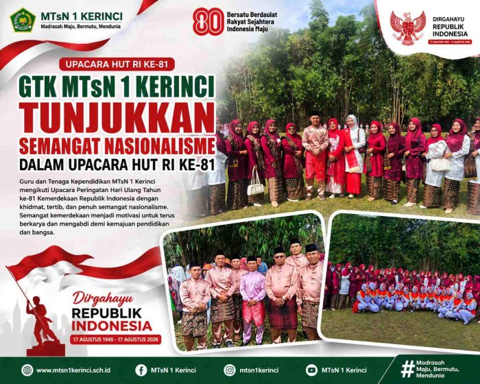 GTK MTsN 1 Kerinci Tunjukkan Semangat Nasionalisme dalam Upacara HUT RI ke-81