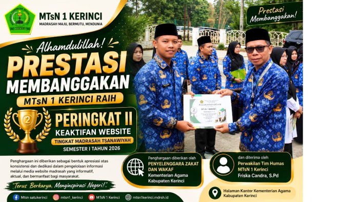 Dari Publikasi Jadi Prestasi! Website MTsN 1 Kerinci Sabet Peringkat II Semester I 2026 Tingkat Kabupaten Kerinci Dari Publikasi Jadi Prestasi! Website MTsN 1 Kerinci Sabet Peringkat II Semester I 2026 Tingkat Kabupaten Kerinci