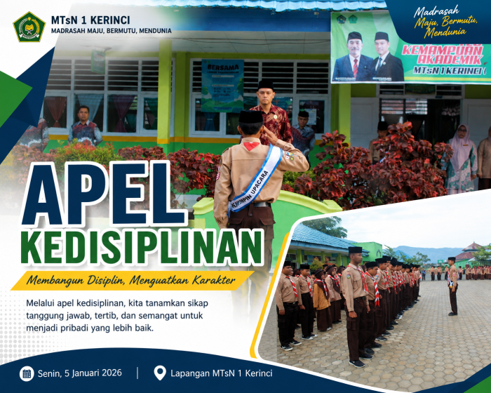 Apel Kedisiplinan MTsN 1 Kerinci Tanamkan Karakter Disiplin dan Tanggung Jawab Siswa. Apel Kedisiplinan MTsN 1 Kerinci Tanamkan Karakter Disiplin dan Tanggung Jawab Siswa.