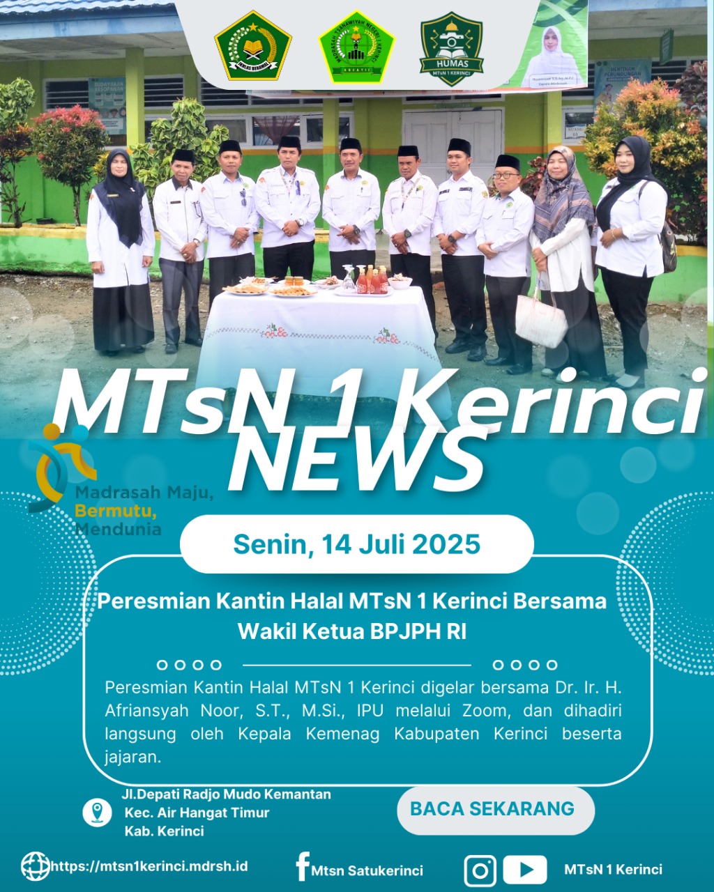 Kantin Halal Resmi Hadir di MTsN 1 Kerinci, Langkah Nyata Literasi Halal di Madrasah