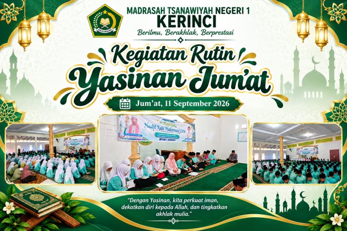Khidmat dan Penuh Berkah, MTsN 1 Kerinci Gelar Yasinan Rutin Bersama